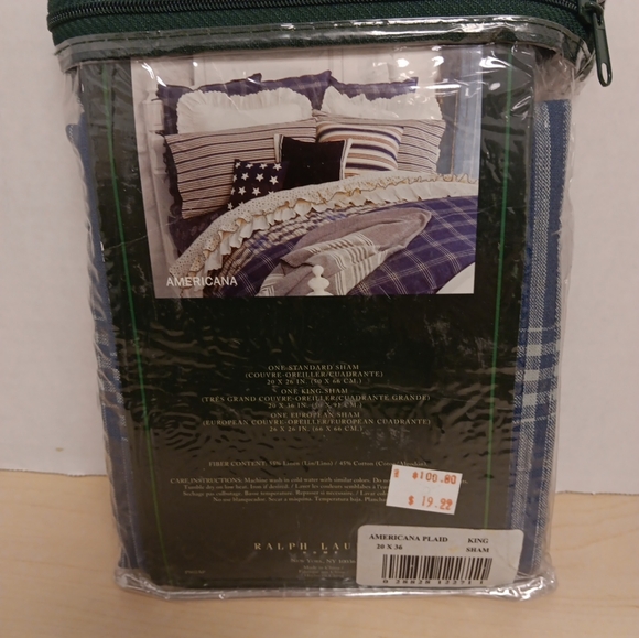 Lauren Ralph Lauren ( American Plaid ) One King Sham ( 20x36)